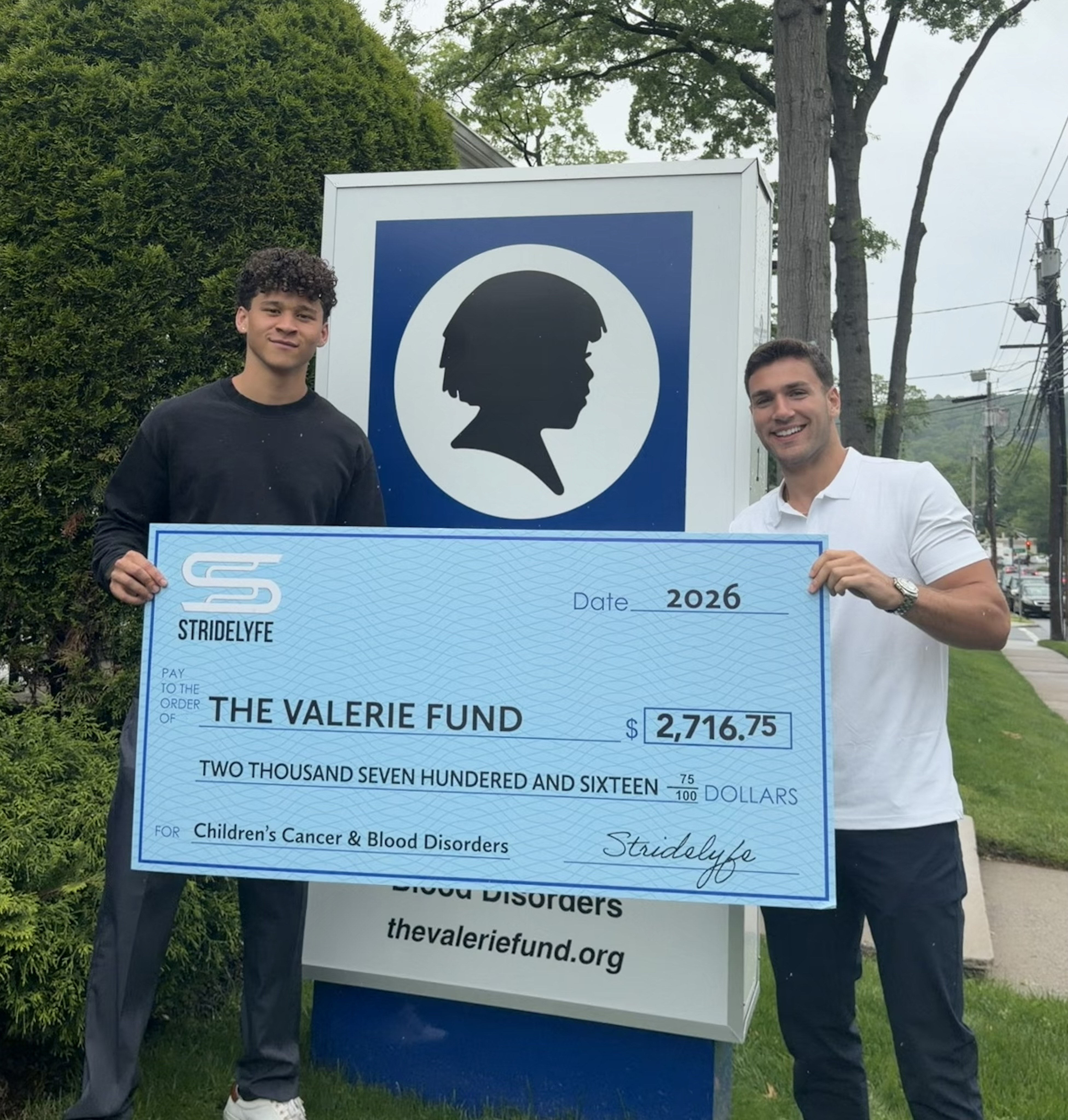 Stridelyfe donating $2,716.75 to The Valerie Fund