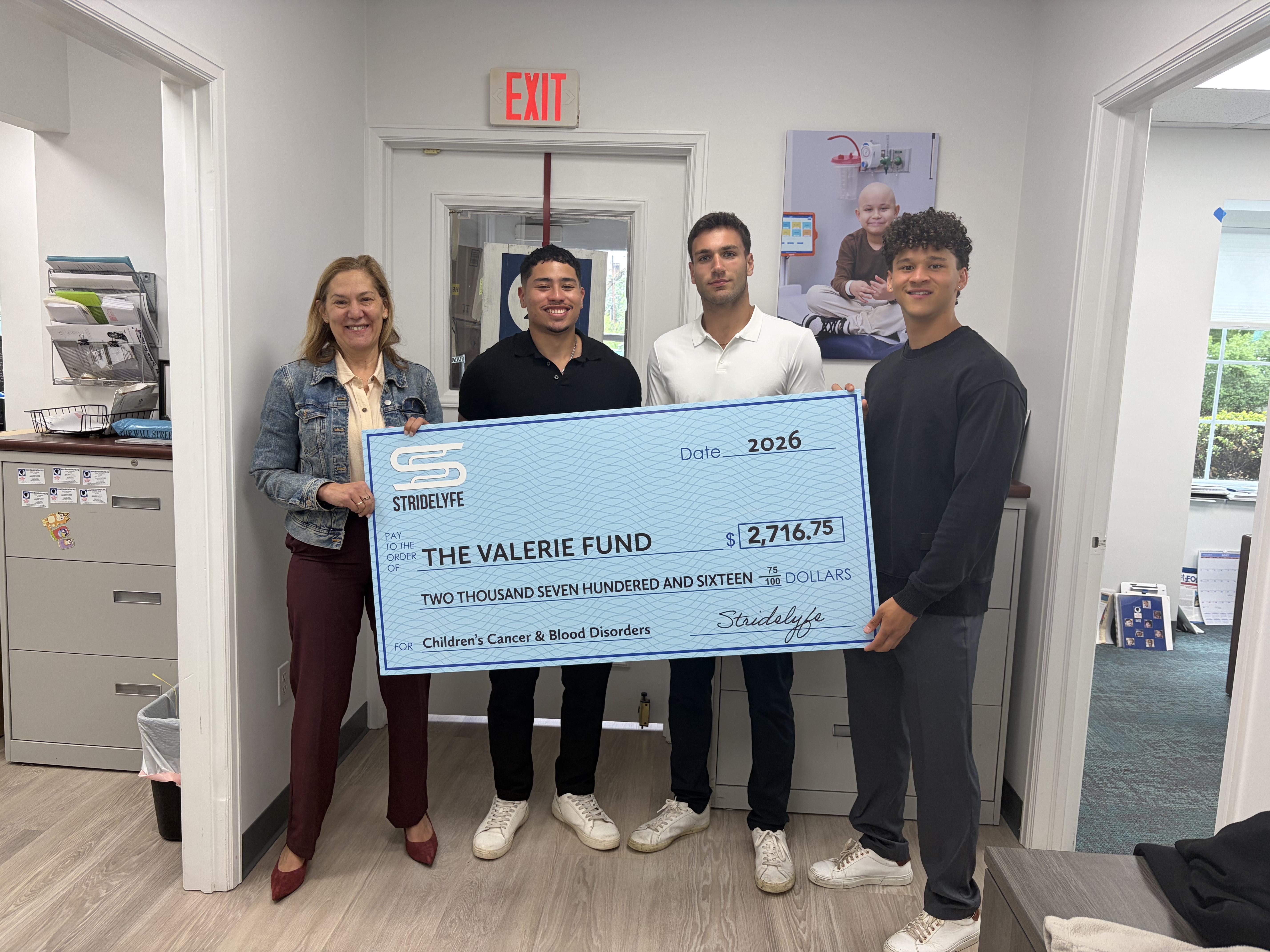Stridelyfe Valerie Fund donation indoor